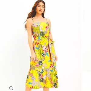 Loft Floral Flounce Midi Dress